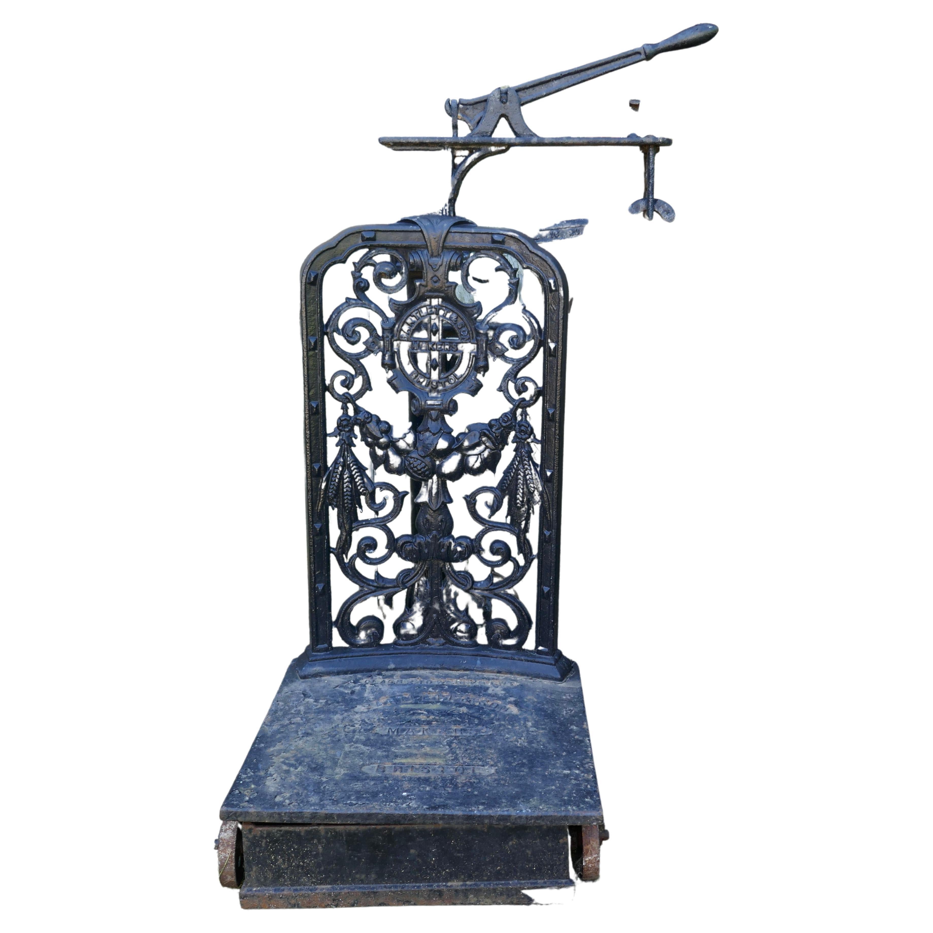 Ornate 19th Century Agricultural Sack Scales by Bartlett & Son, Bristol.  For Sale