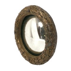 Ornate 19th Century Convex Giltwood Mirror 17.5" Diameter