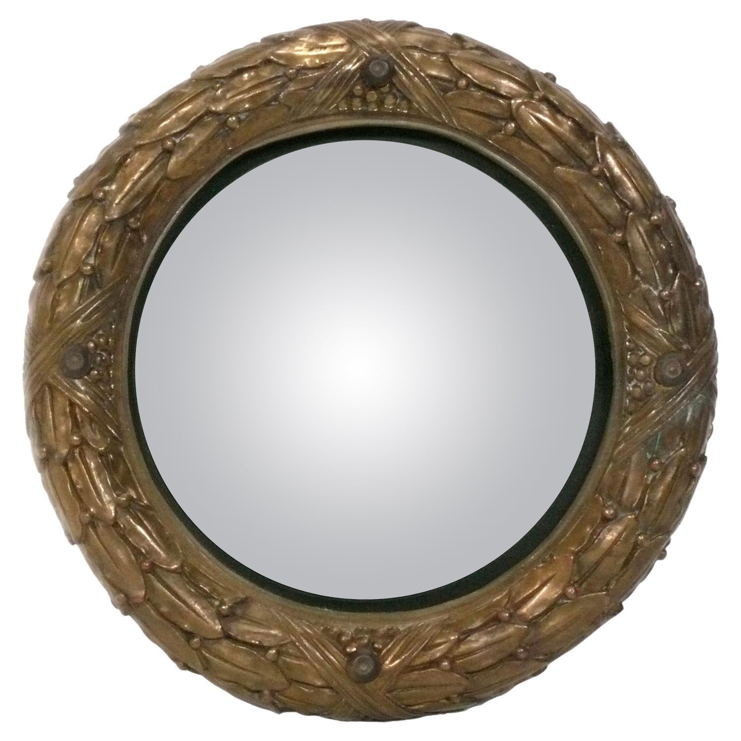 Ornate 19th Century Convex Giltwood Mirror 17.5" Diameter