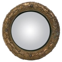 Ornate 19th Century Convex Giltwood Mirror 17.5" Diameter