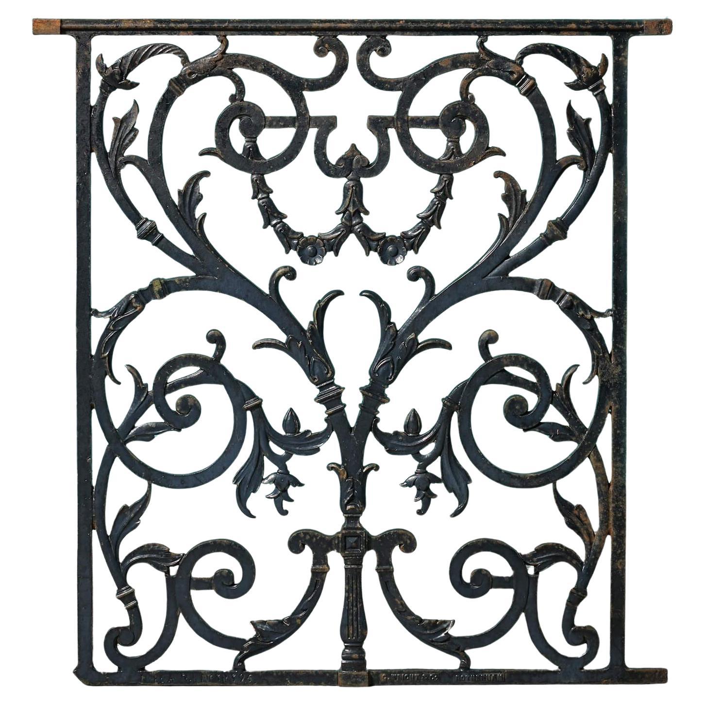 Ornate 19th Century English Cast Iron Railing For Sale