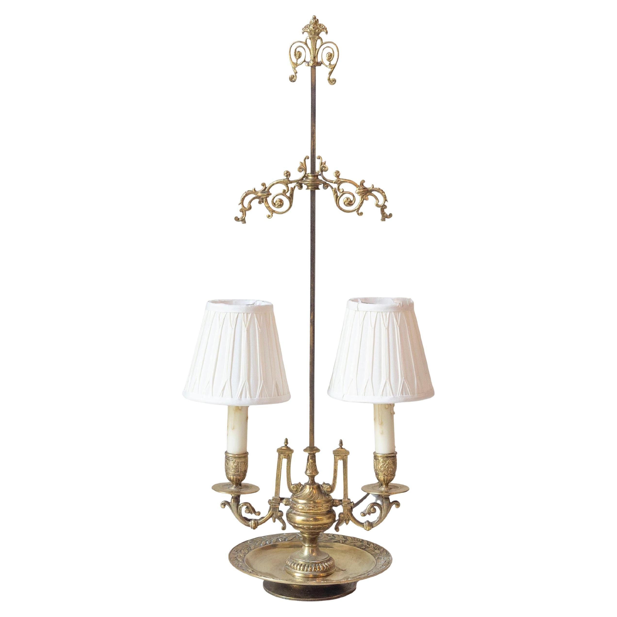 Ornate 19th-Century French Bronze Table Lamp with Candle-Style Lights