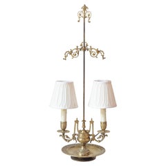 Antique Ornate 19th-Century French Bronze Table Lamp with Candle-Style Lights