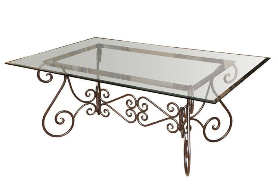 Rococo 19th Century French Polish Steel Base Table with Glass Top For Sale