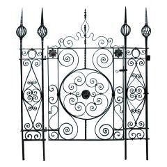 Ornate 19th Century French Wrought Iron Pedestrian Gate with Posts