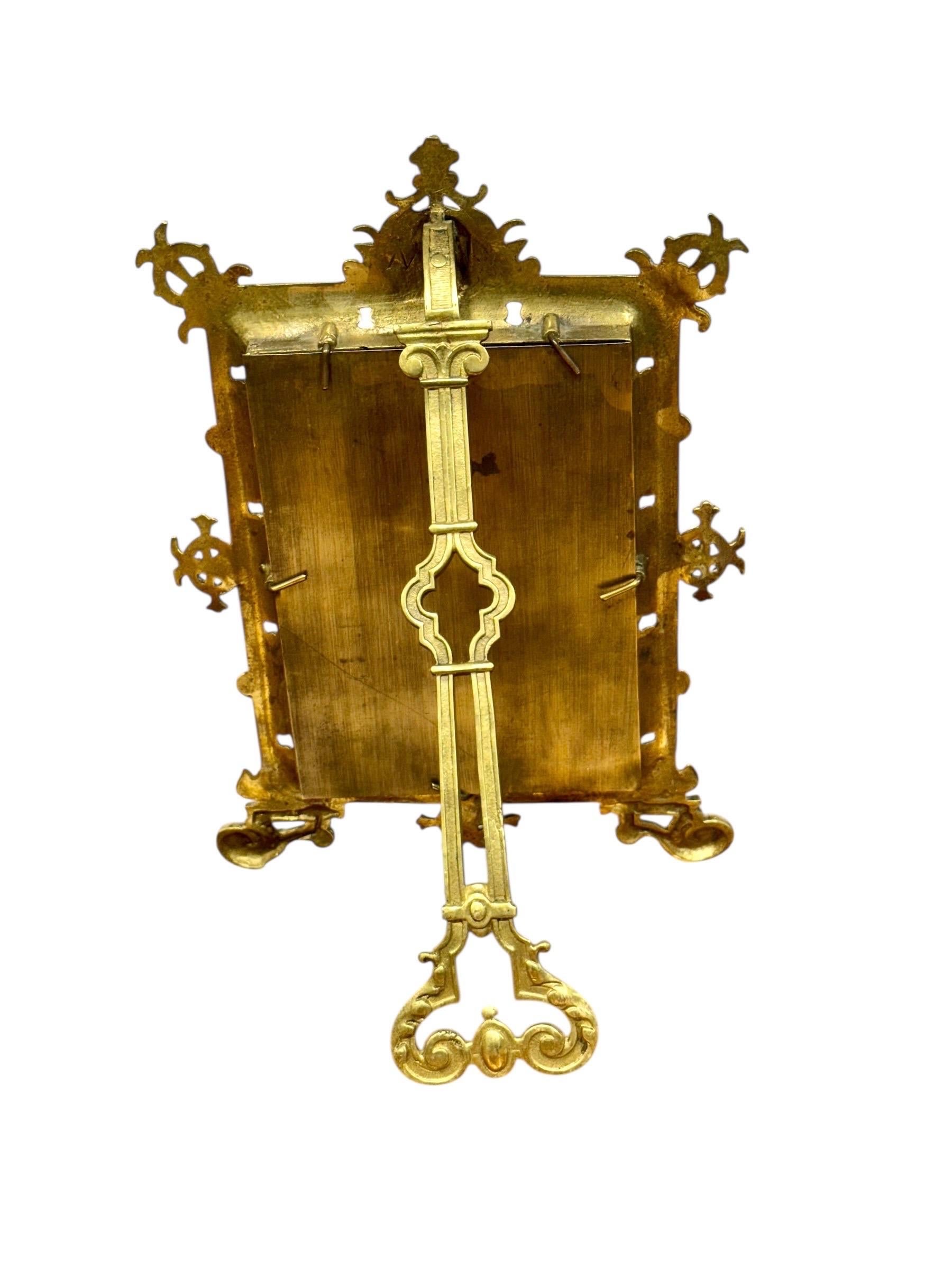 Ornate 19th-Century Gilt Bronze Tabletop Frame with Cherub Motif For Sale 7