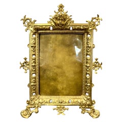 Ornate 19th-Century Gilt Bronze Tabletop Frame with Cherub Motif