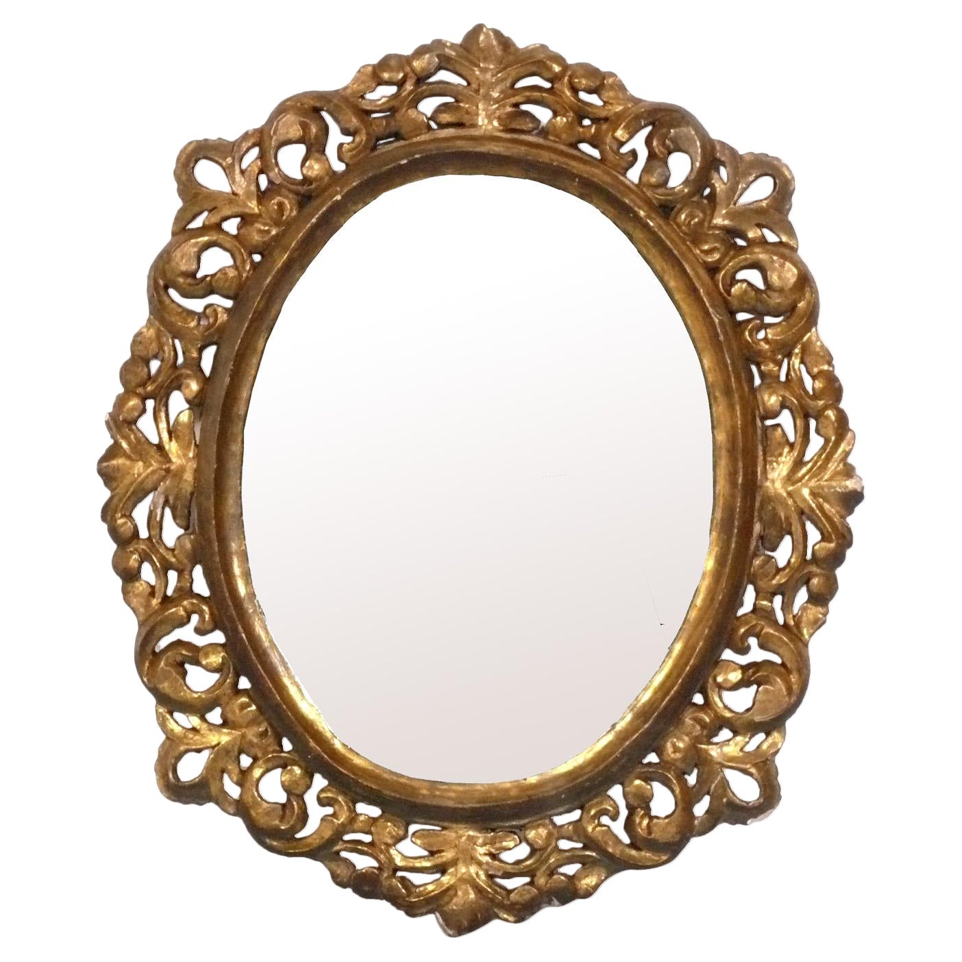 Miroir doré italien orné du 19e siècle 27.5 "H x 23 "W
