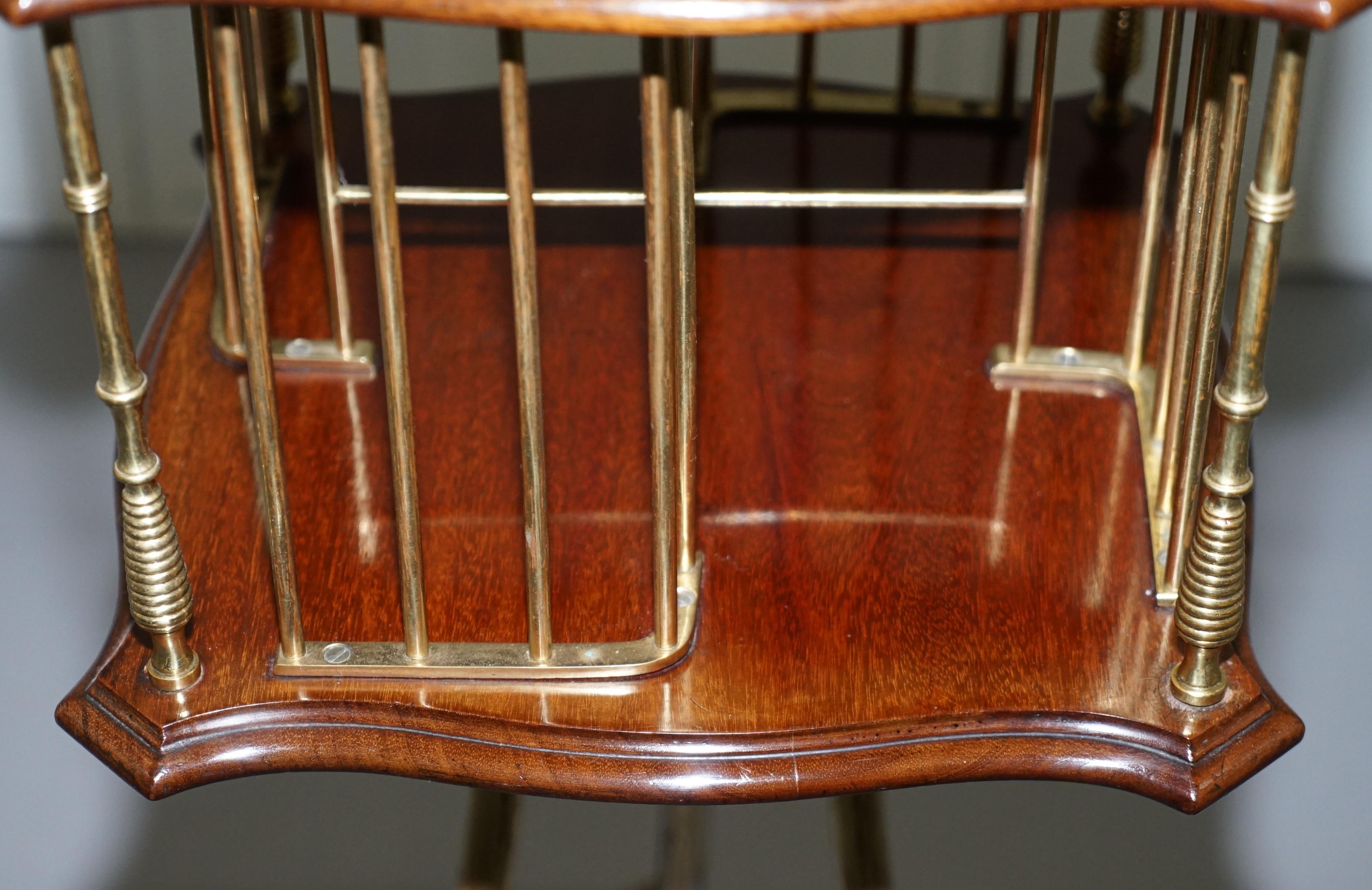 Ornate 19th Century Hardwood and Brass Revolving Bookcase in the Regency Style 4