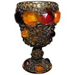 Ornate 19th Century Medieval Style Bejeweled Goblet/Chalice