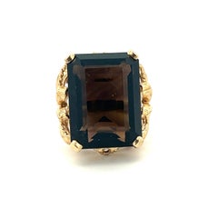 Ornate 20.9ct Natural Smoky Quartz 14kt Yellow Gold