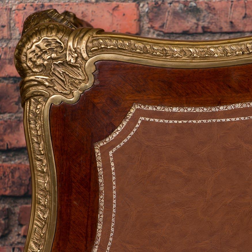 Ornate 20th Century French Louis XV Leather Top Bureau Plat Desk 4