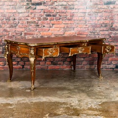 Ornate 20th Century French Louis XV Leather Top Bureau Plat Desk