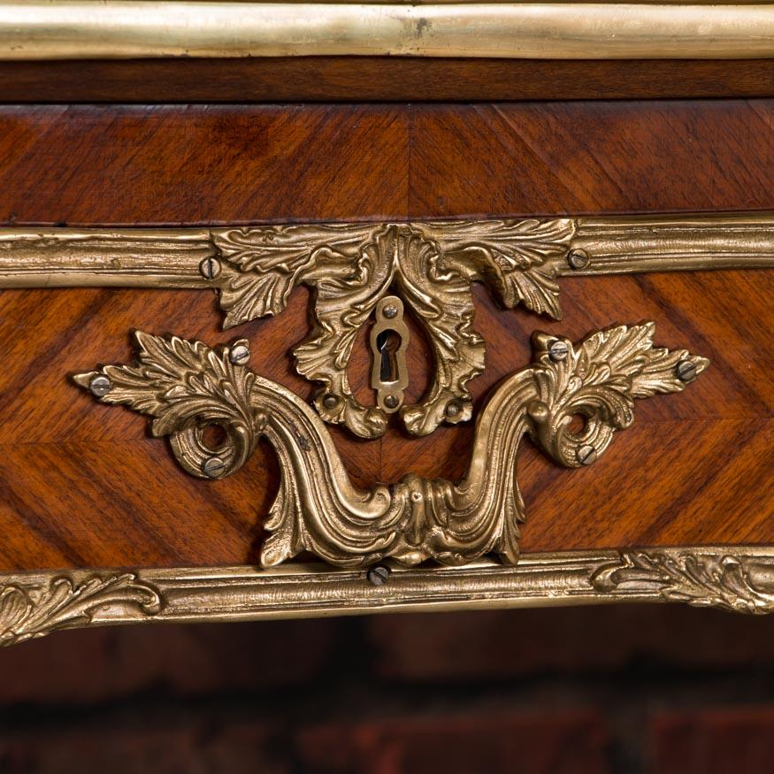 Ornate 20th Century French Louis XV Leather Top Bureau Plat Desk 1