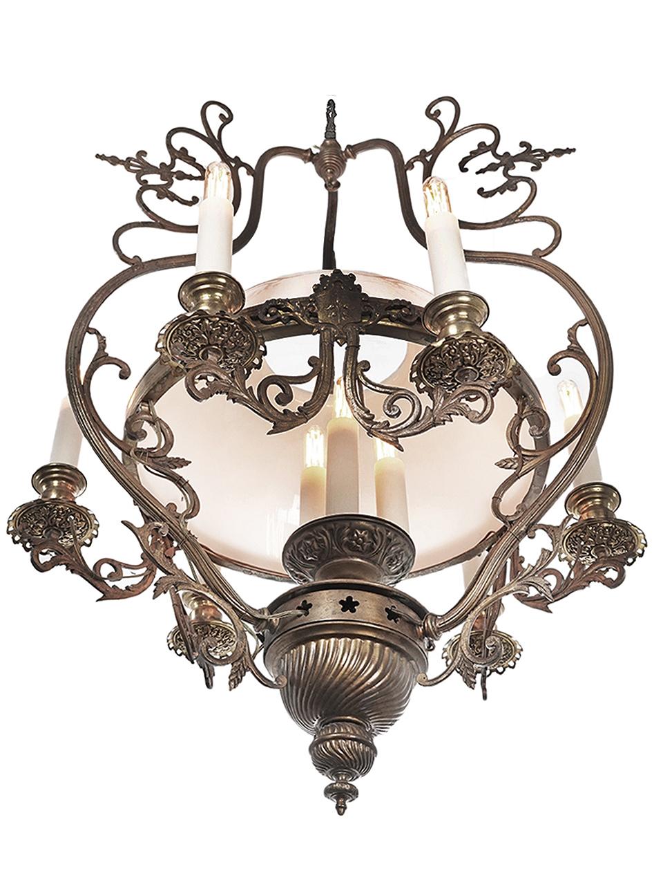 American Ornate 9 Light Chandelier For Sale