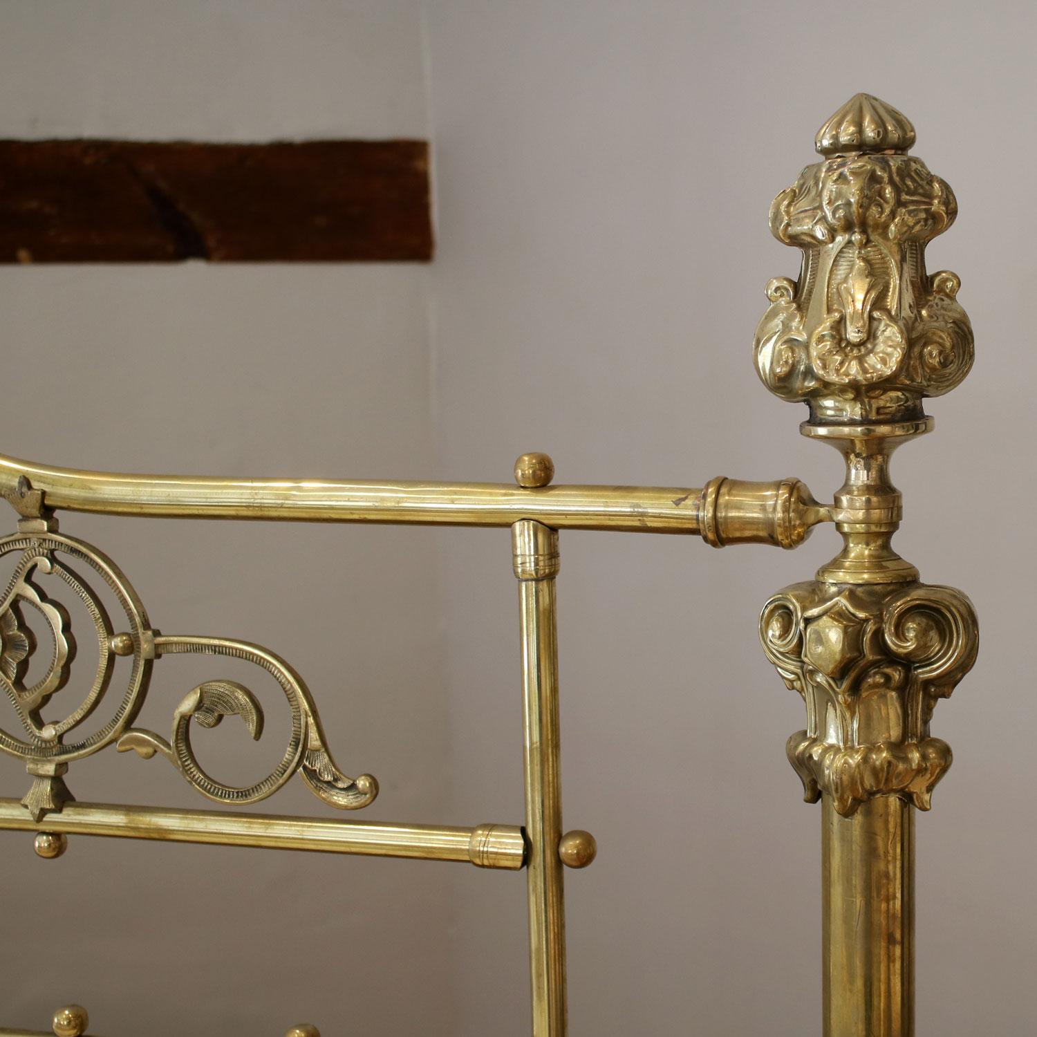 Late Victorian Ornate All Brass Antique Bed MK225