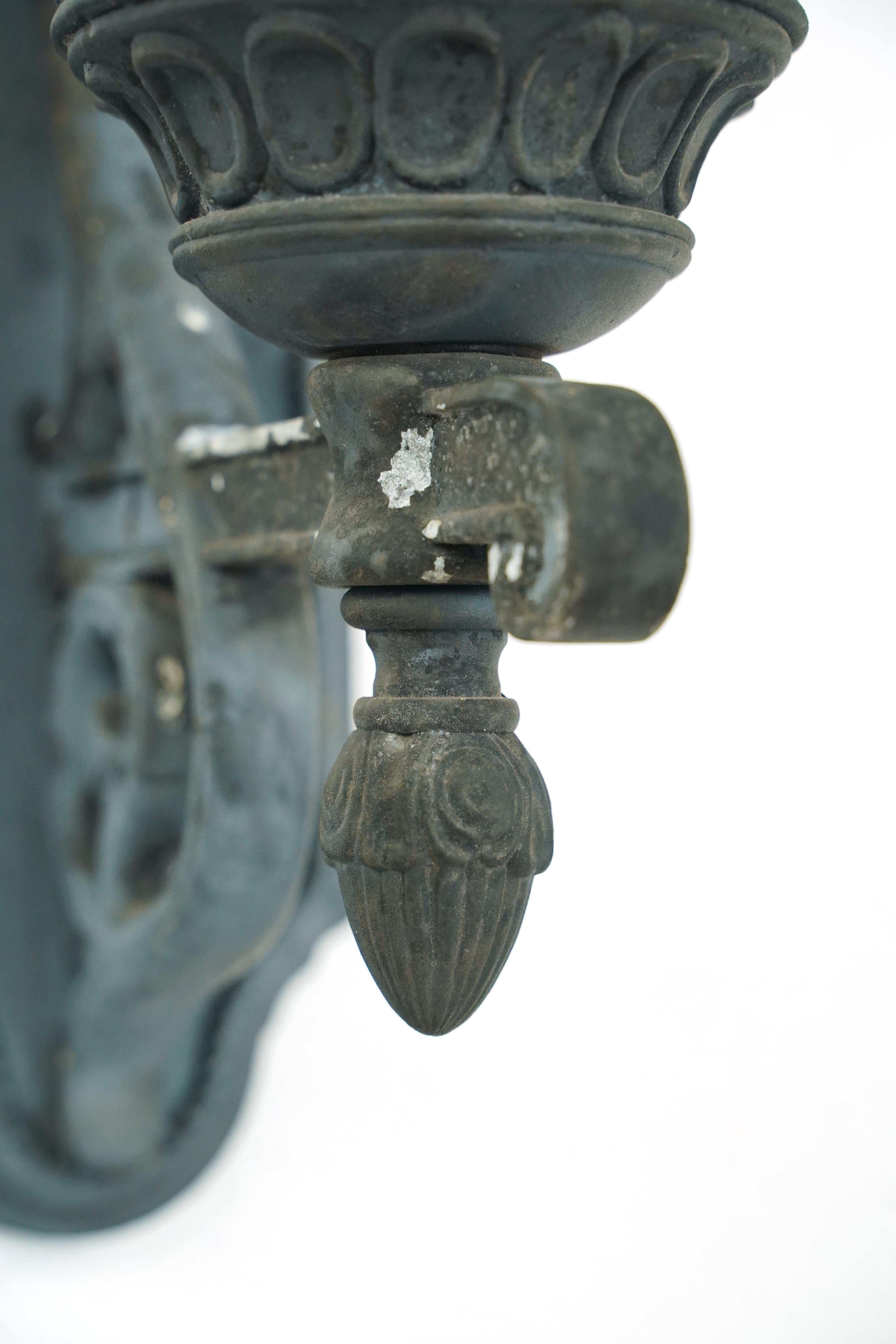 Ornate Aluminum & Seeded Glass Outdoor Wall Sconce For Sale 1
