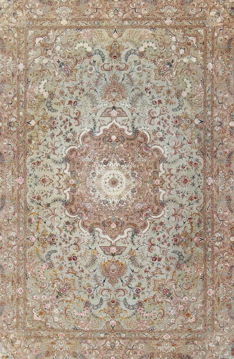 Hand-Knotted Ornate and Refined Vintage Persian Fine Tabriz Rug with Floral Medallion Design
