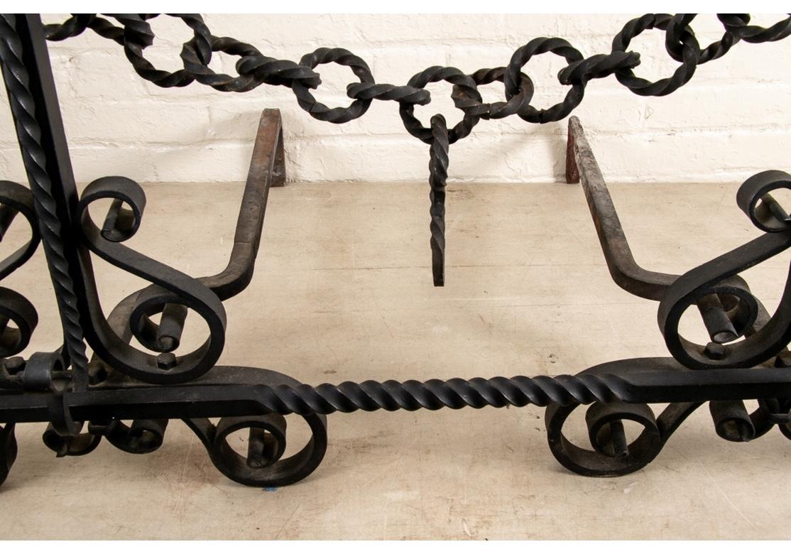 Ornate Andiron Pair with Fire Poker 2