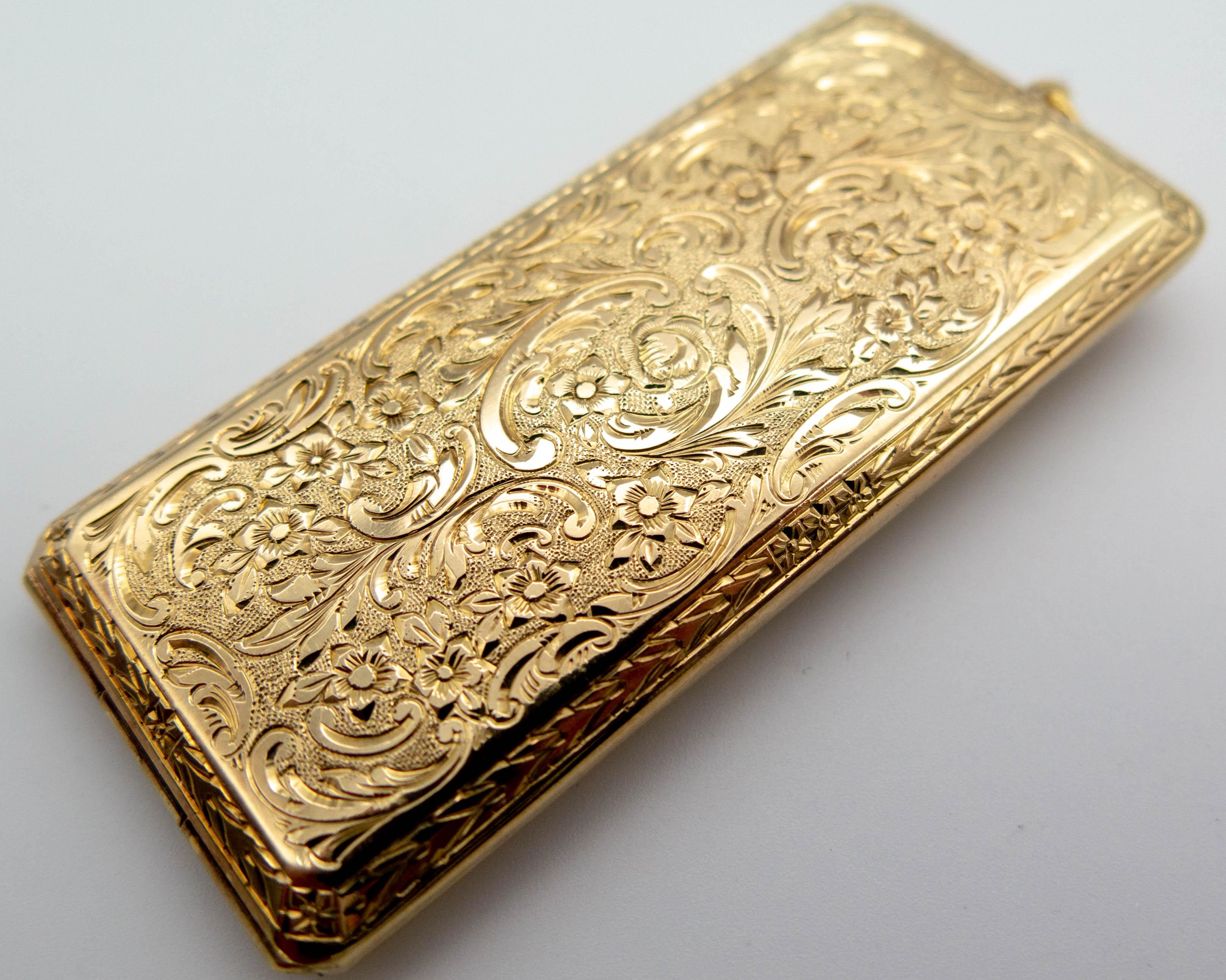 Rococo Ornate Antique Engraved Gold Pendant Box