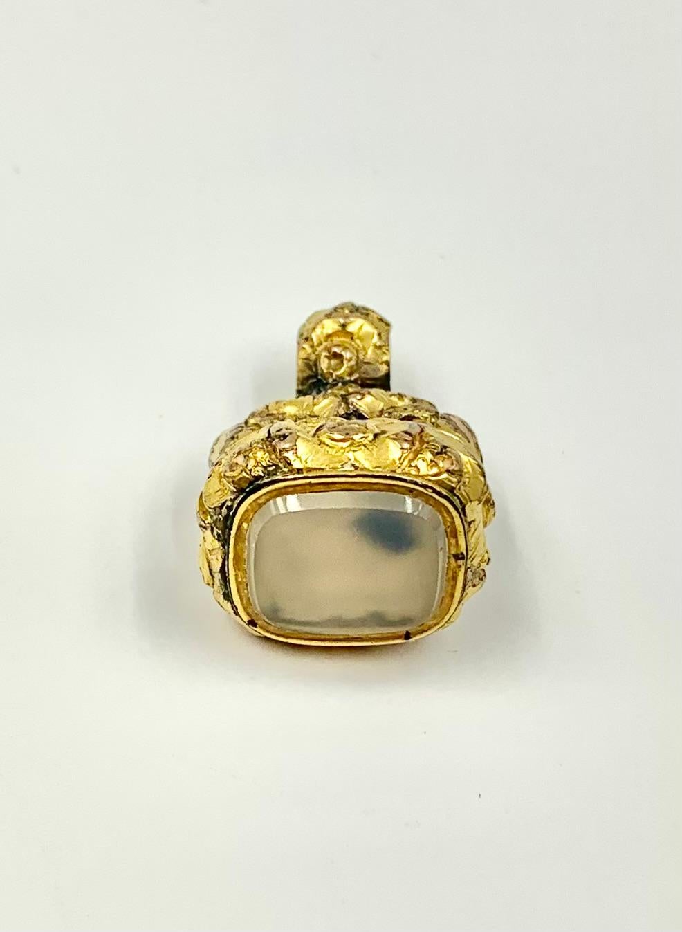 da uomo o donna Ciondolo antico georgiano ornato con rose e ghiande, incassato in oro e con sigillo in agata in vendita