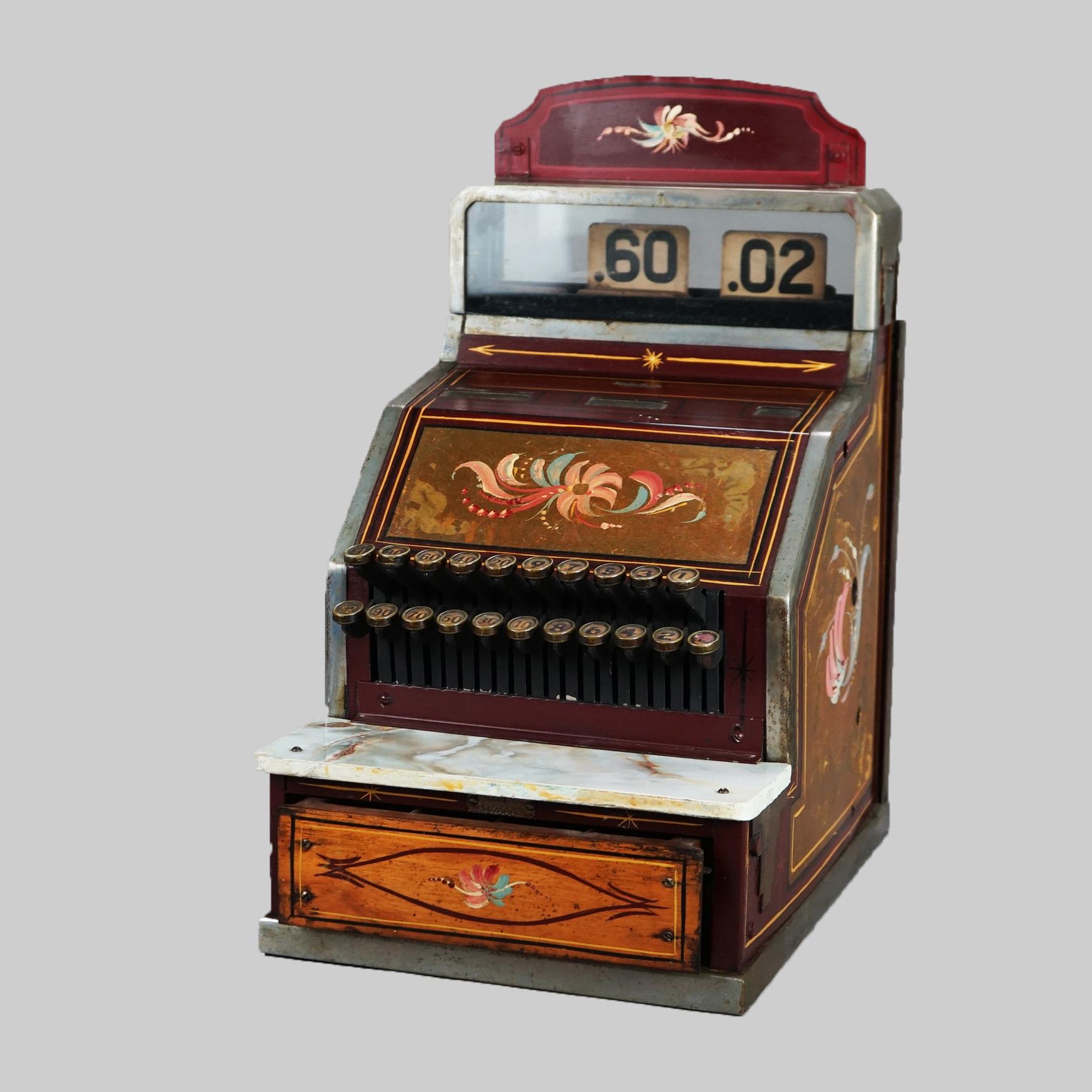 ***Reduced Delivery Rates - See Below or Click “Ask The Seller” to Request a Quote***

Ornate & Petite Antique Gilt & Floral Hand Painted Ice Cream or Soda Fountain Country Store Cash Register C1920

Measures - 20.5