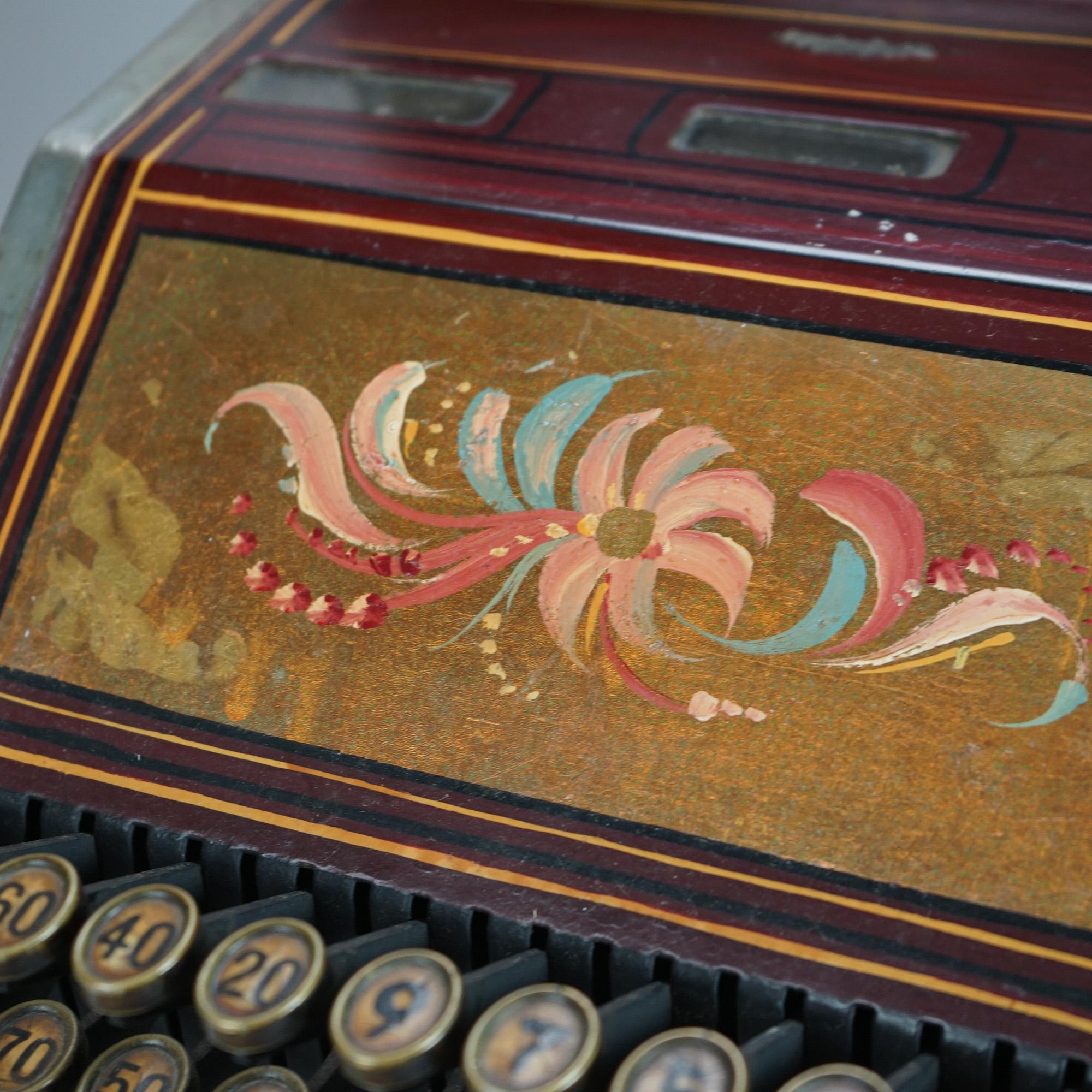 20th Century Ornate Antique Gilt & Floral Hand Painted Soda Fountain Cash Register C1920 For Sale