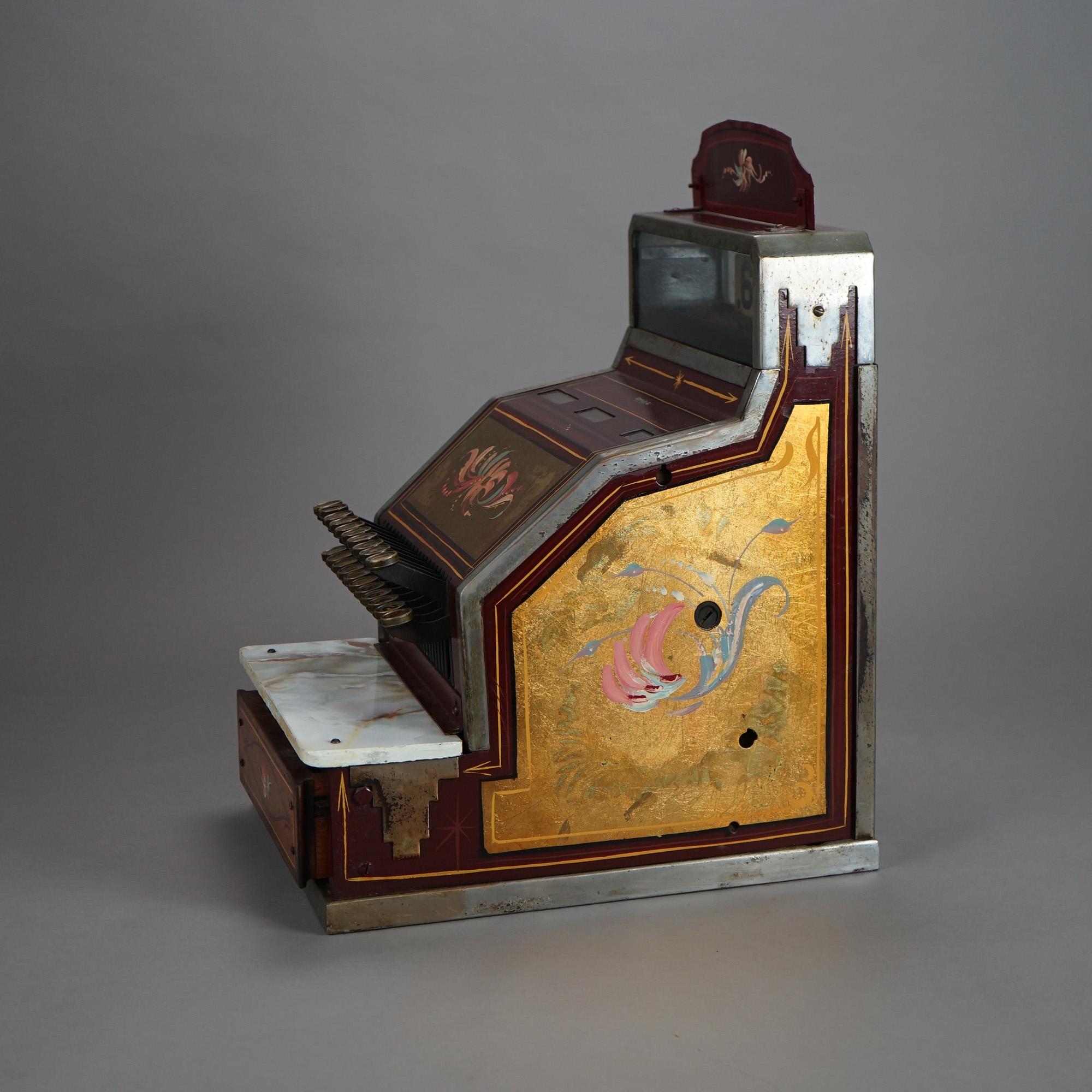Ornate Antique Gilt & Floral Hand Painted Soda Fountain Cash Register C1920 For Sale 1