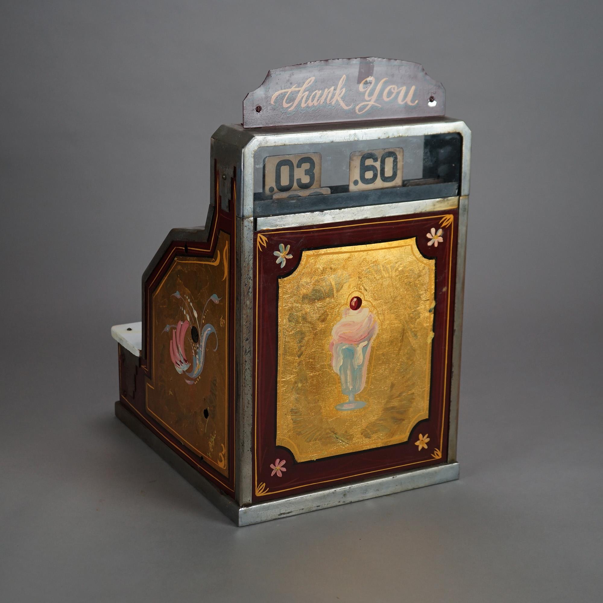 Ornate Antique Gilt & Floral Hand Painted Soda Fountain Cash Register C1920 For Sale 2