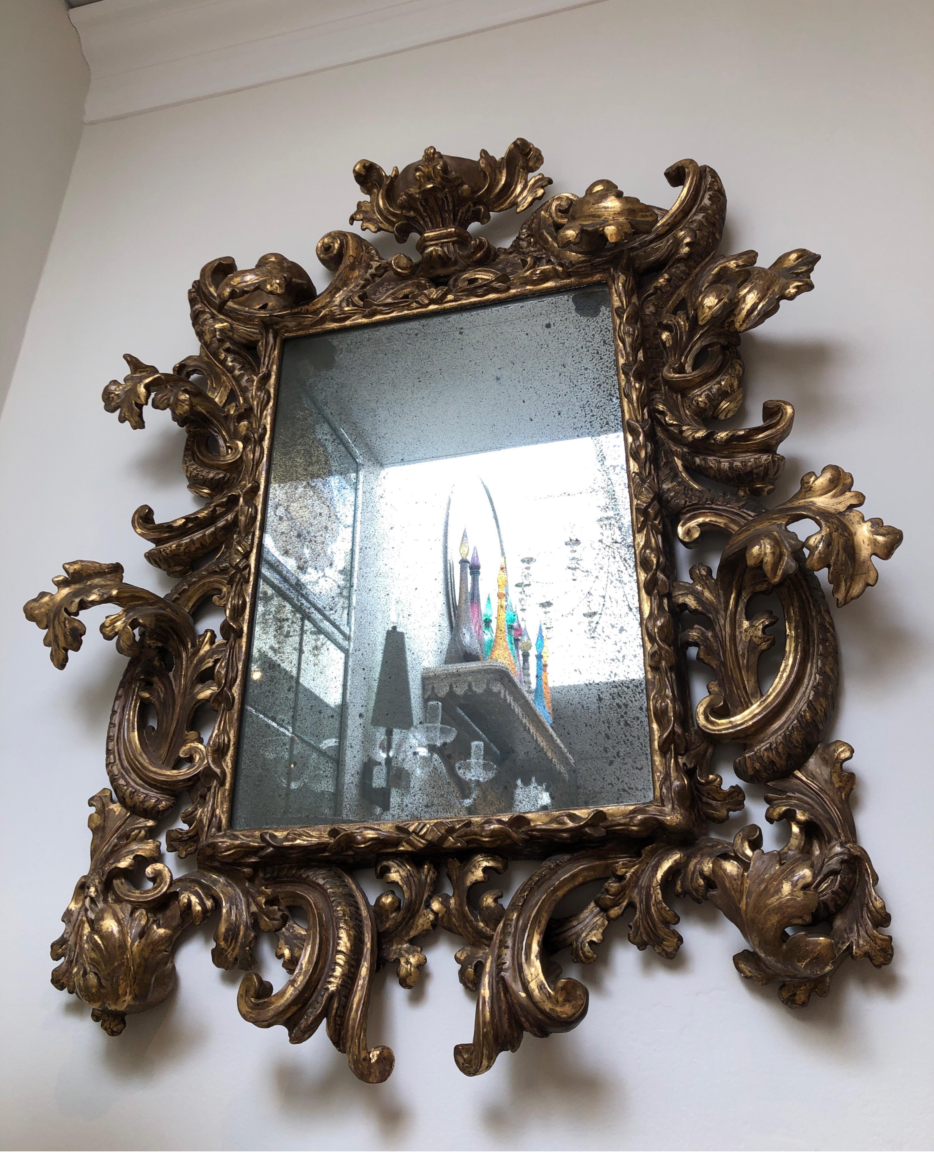 Ornate Antique Gilded Gold Rococo Mirror 1