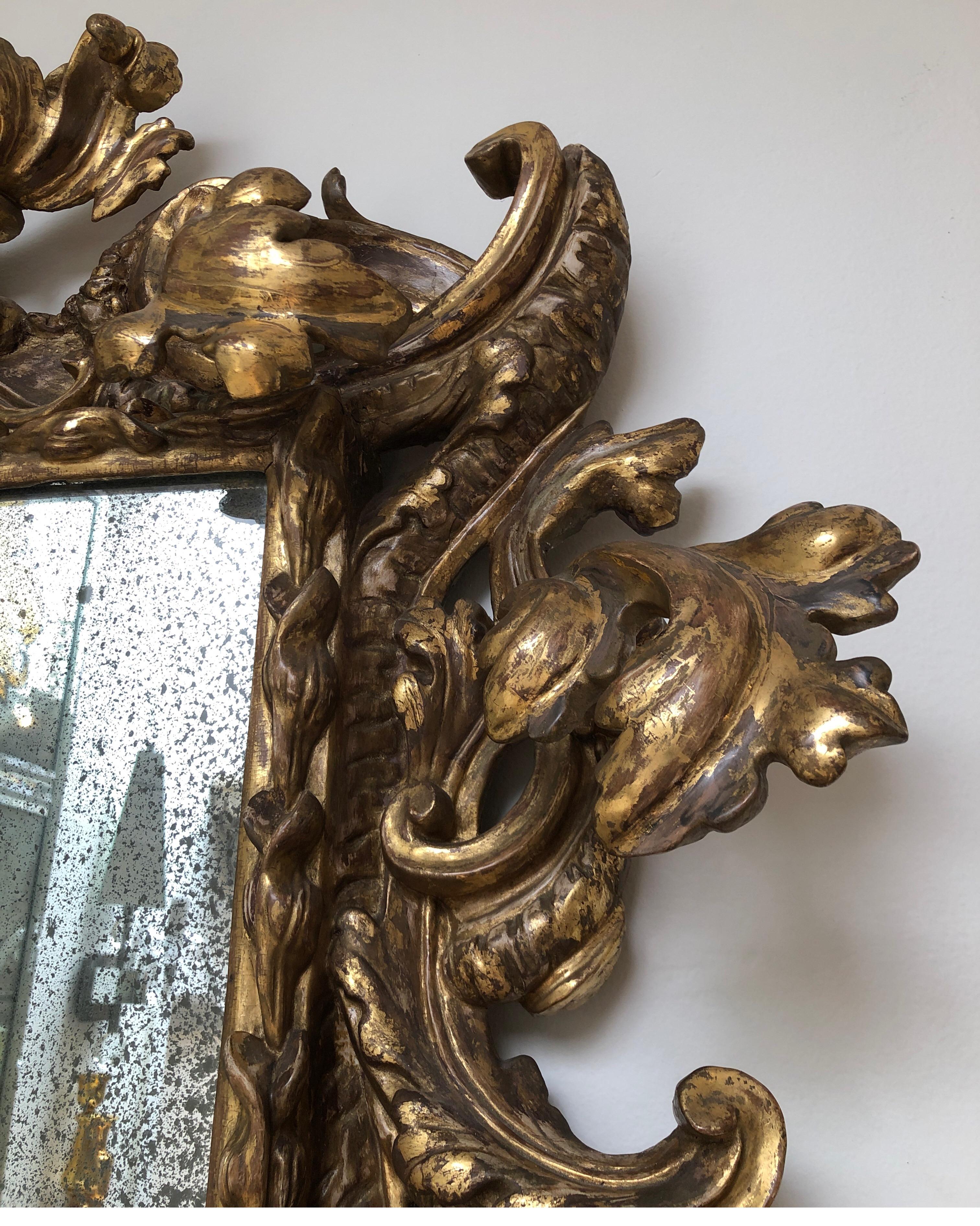 18th Century and Earlier Ornate Antique Gilded Gold Rococo Mirror