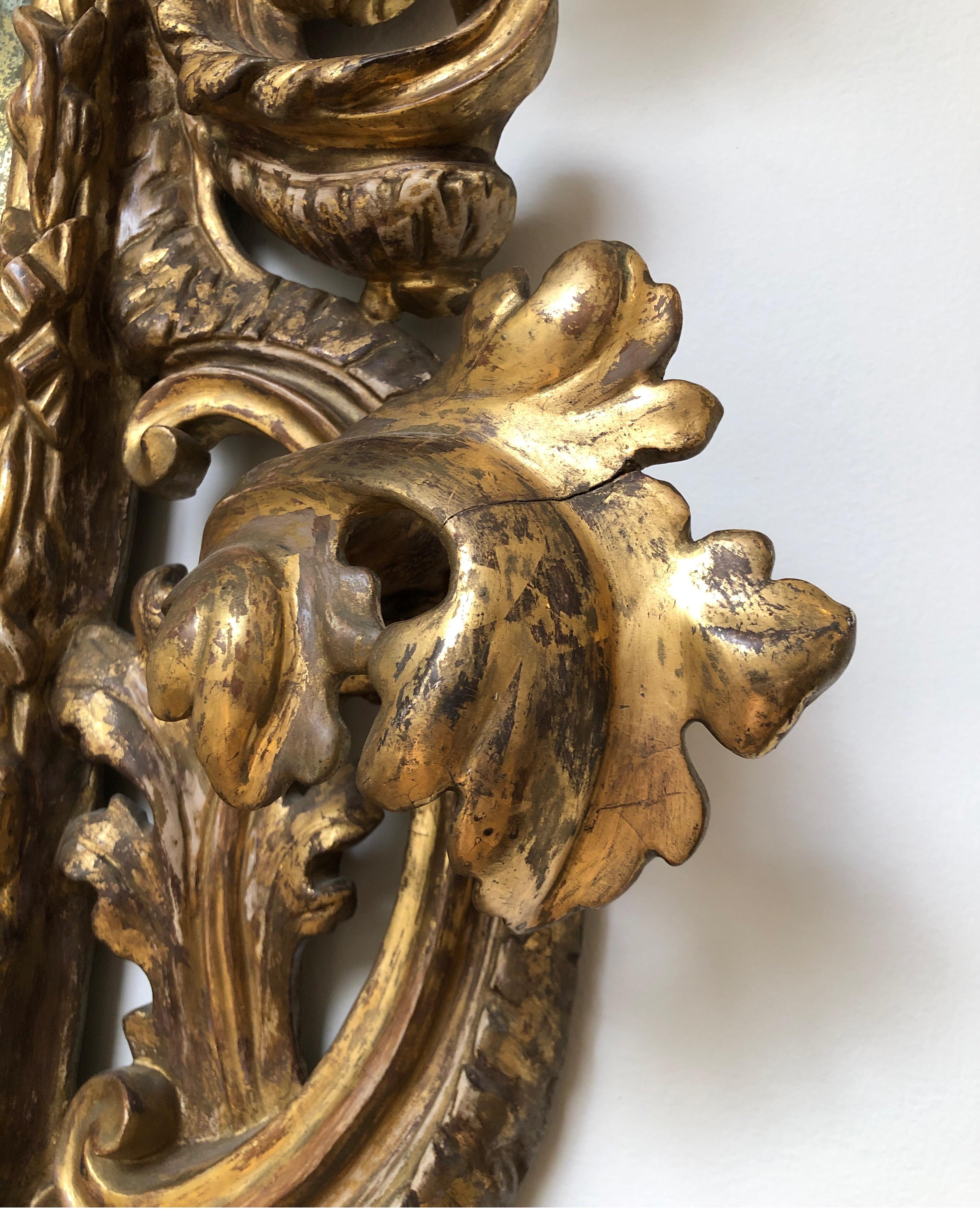 Glass Ornate Antique Gilded Gold Rococo Mirror