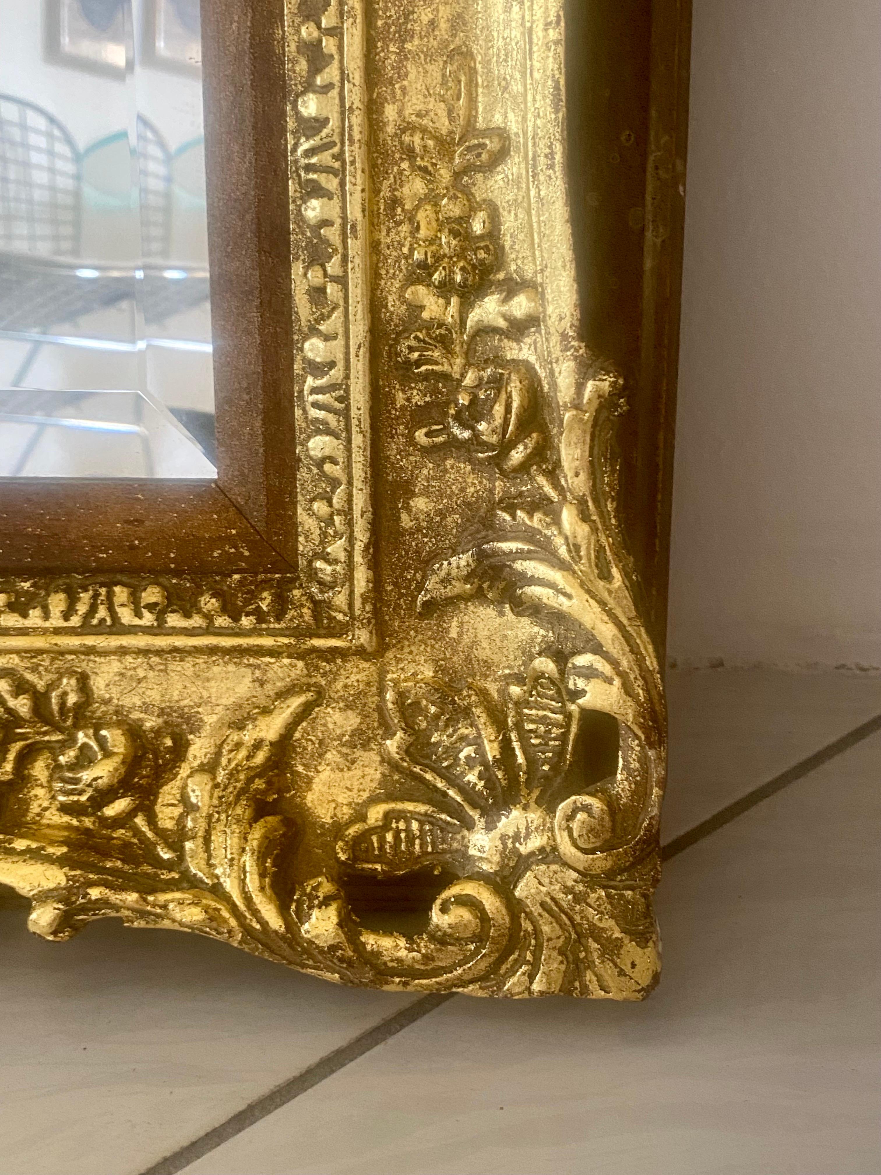 Ornate Antique Gold Leaf Carved Wood Mirror For Sale 4