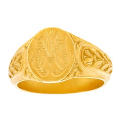 Ornate Antique Gold Signet Ring France