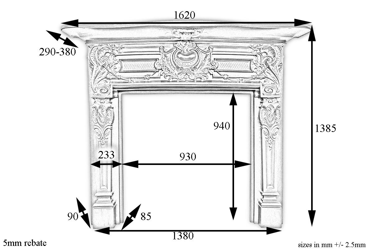 English Ornate antique late Victorian cast iron fireplace surround For Sale