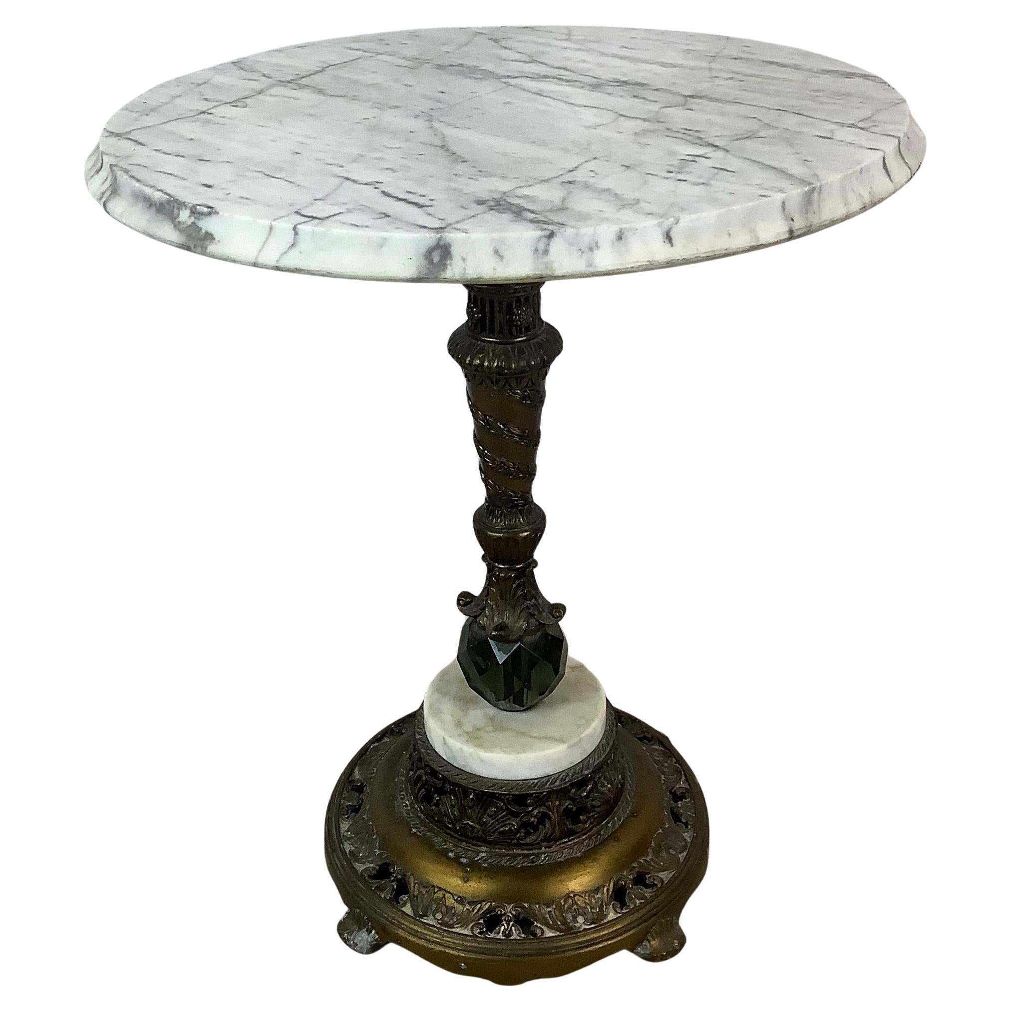 Ornate Antique Marble Top Side Table
