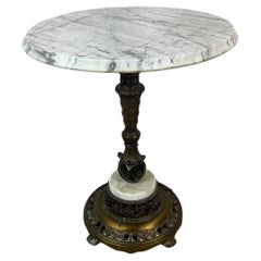 Ornate Antique Marble Top Side Table