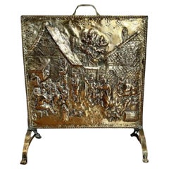 Ornate antique quality brass fire screen 