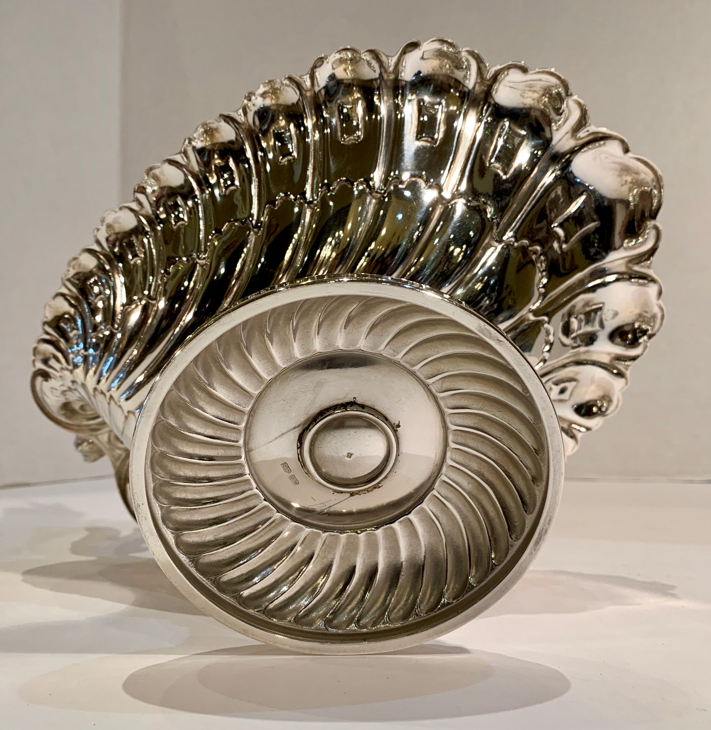 19th Century Ornate Antique Silver Squirrel Nut or Candy Dish Compote with Fancy Shell Bowl