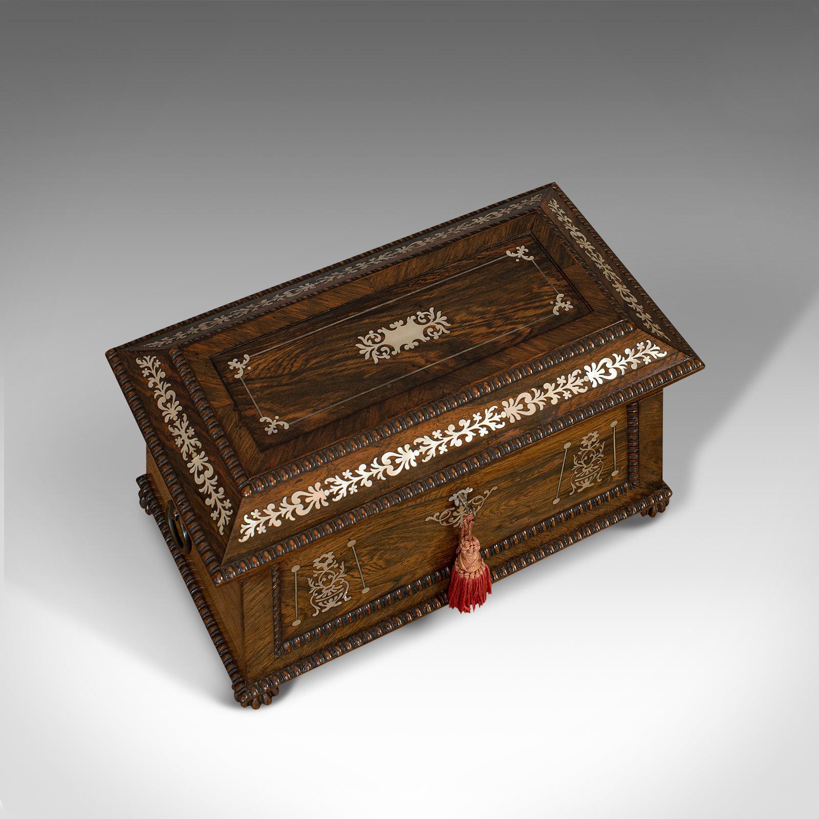 Ornate Antique Tea Caddy, English, Rosewood, Sarcophagus, Chest, Regency In Good Condition In Hele, Devon, GB