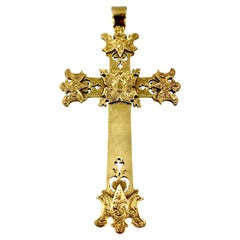 Ornate Antique Victorian 14 Karat Gold Cross, 19th Century