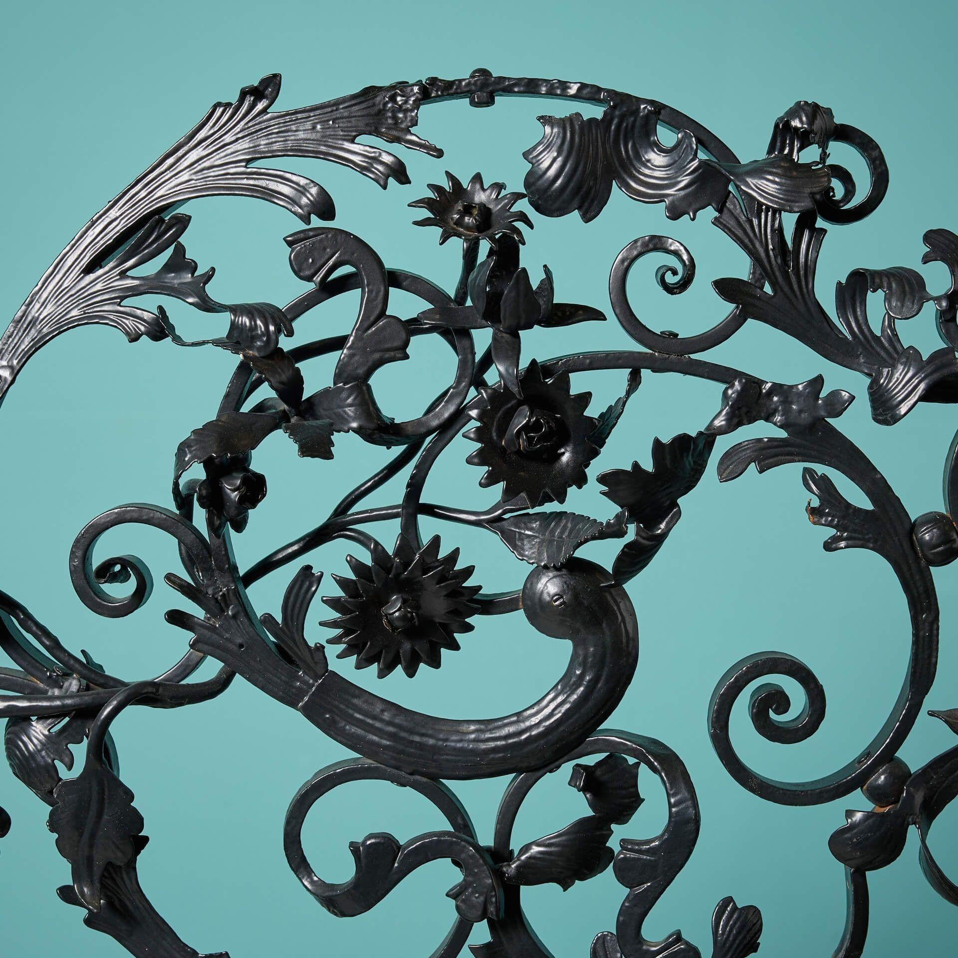 Italian Ornate Antique Wrought Iron Pedestrian Gate For Sale