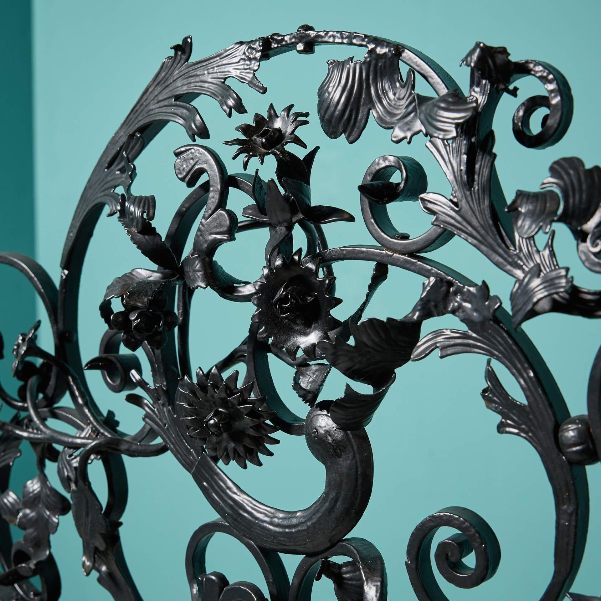 Ornate Antique Wrought Iron Pedestrian Gate In Fair Condition For Sale In Wormelow, Herefordshire
