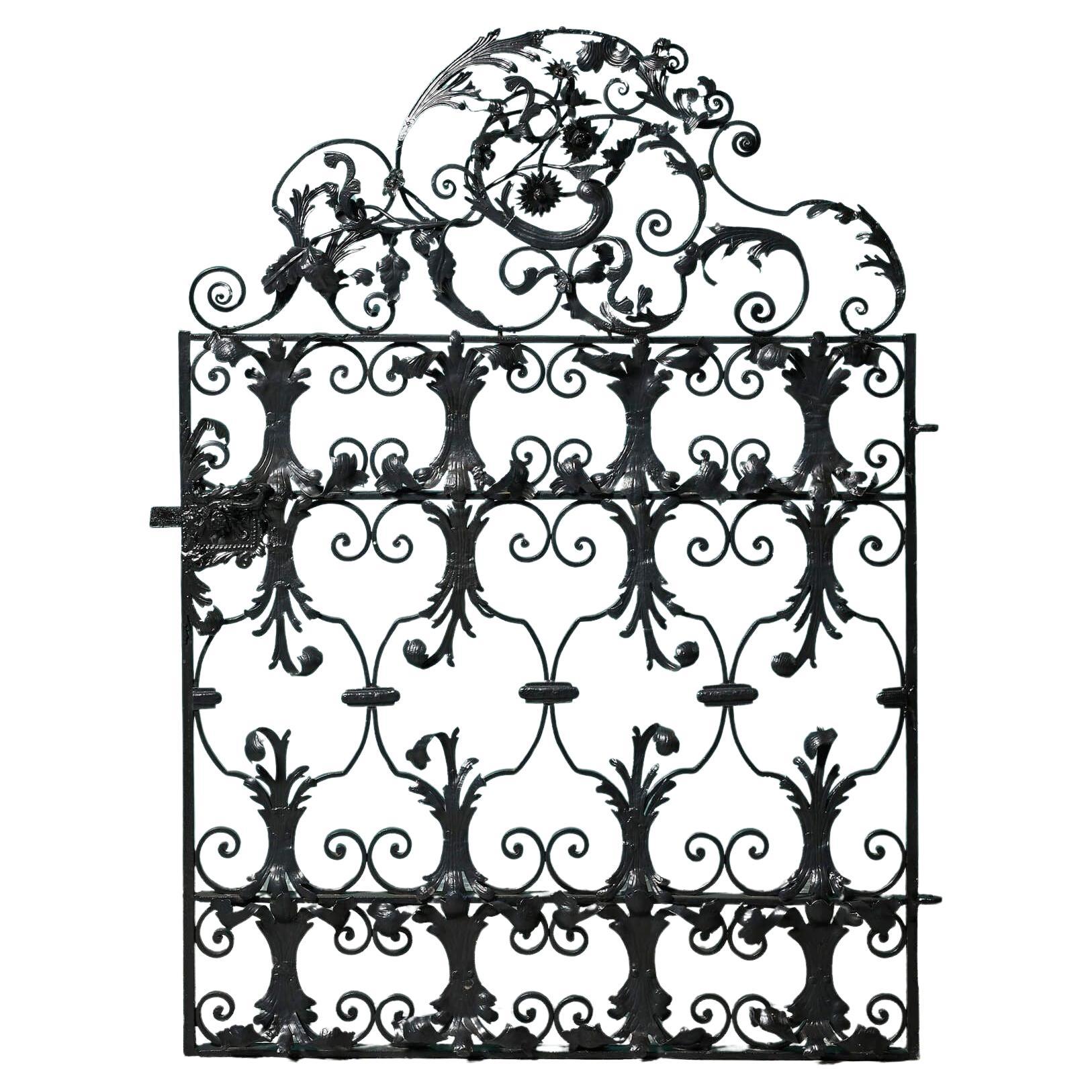 Ornate Antique Wrought Iron Pedestrian Gate For Sale