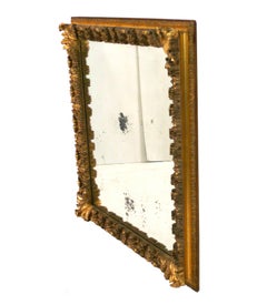 Ornate Antiqued Gilt Foliate Mirror 37.5"H x 33.5"W circa 1940s