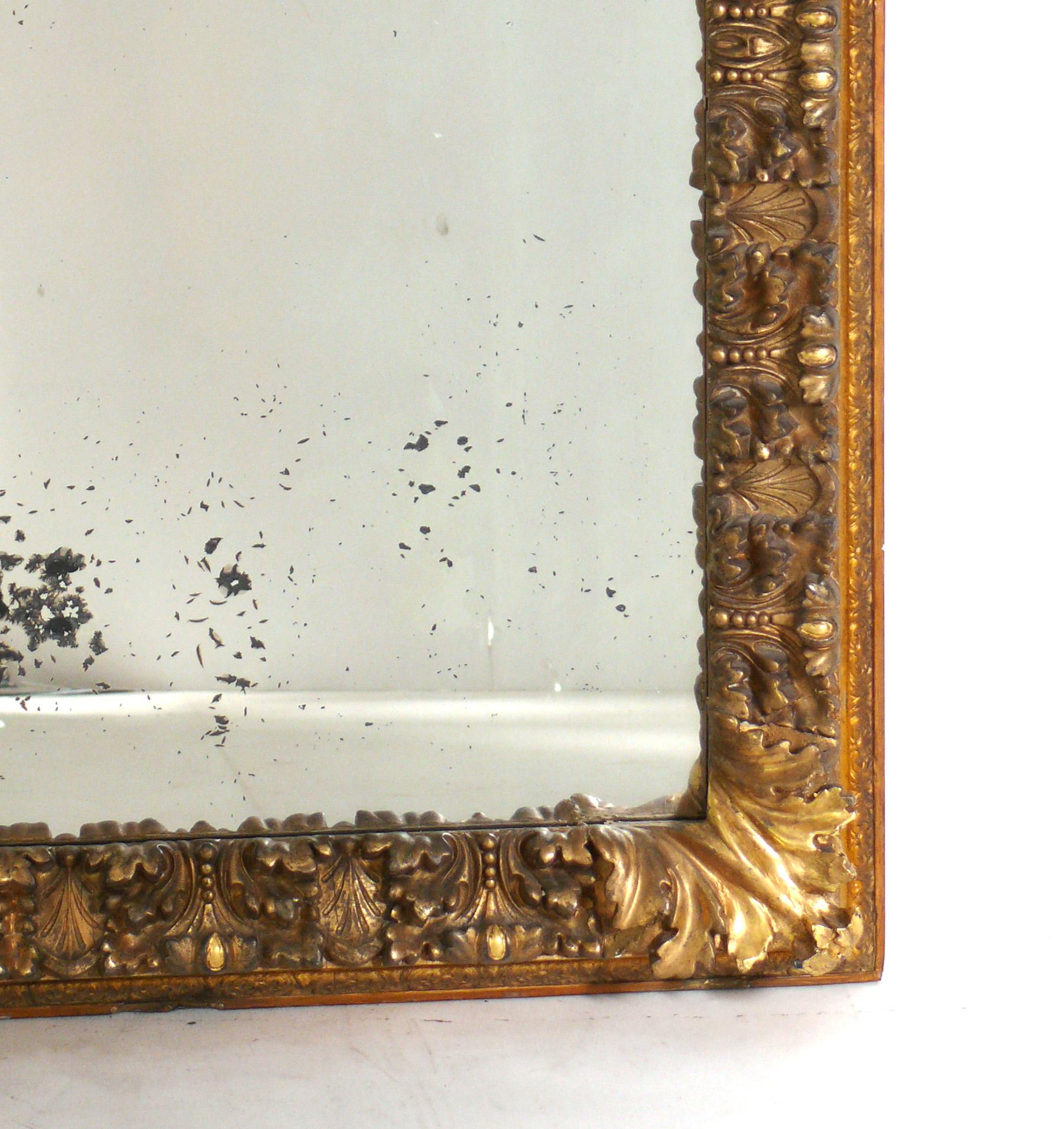 italien Miroir orné de feuillages dorés à l'ancienne 37.5 