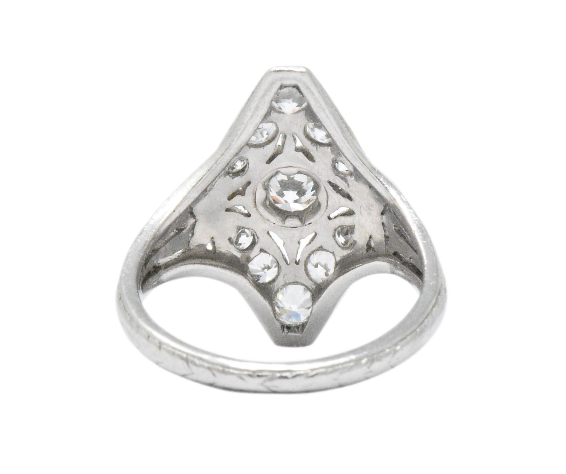 Women's or Men's Ornate Art Deco 0.75 Carat Diamond Platinum Dinner Ring
