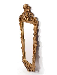 Ornate Art Nouveau Style Gilt Mirror 44.5"H x 23"W