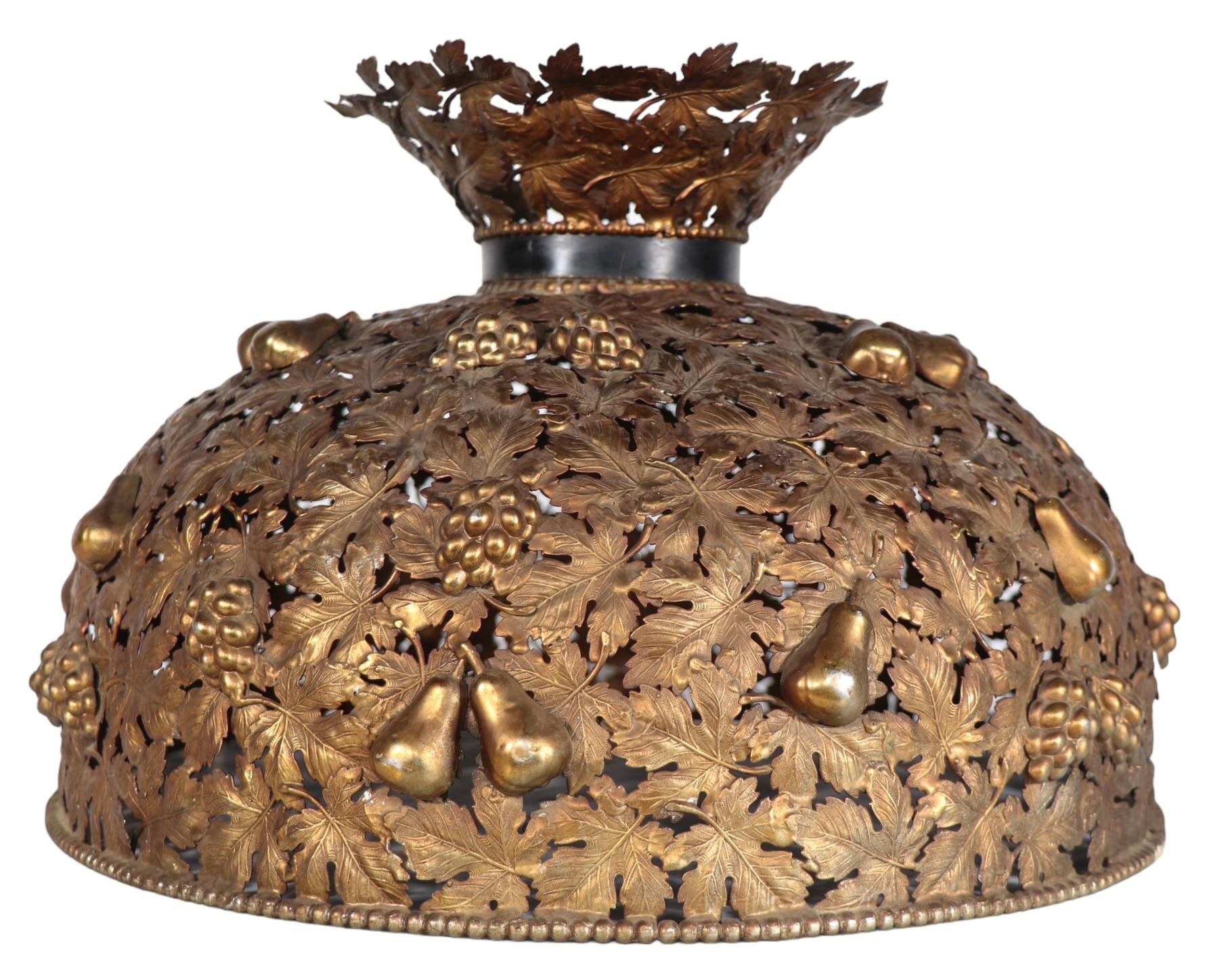 Ornate Arts and Crafts Metal Foliate Dome Form Lamp Shade  For Sale 4