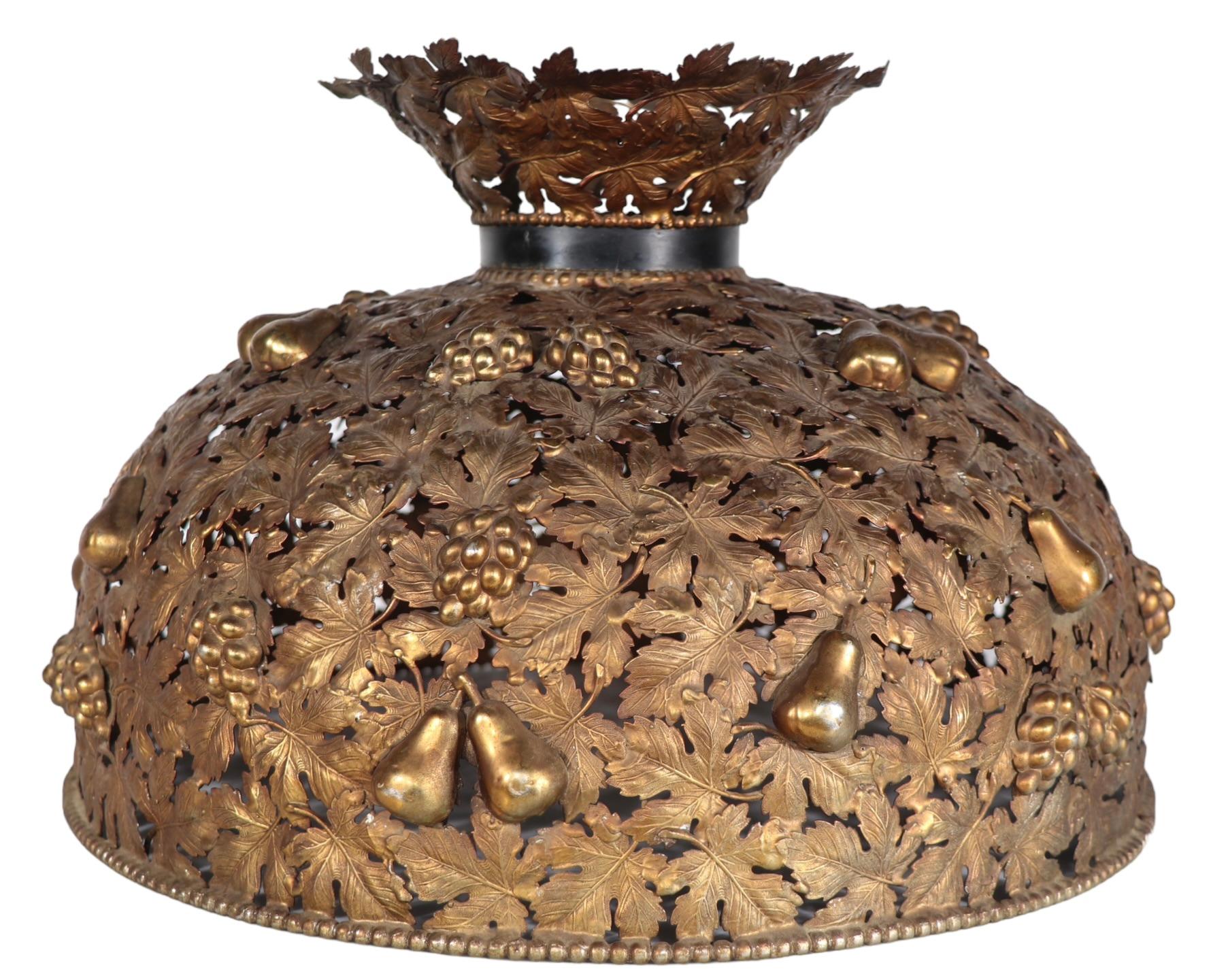 Ornate Arts and Crafts Metal Foliate Dome Form Lamp Shade  For Sale 5
